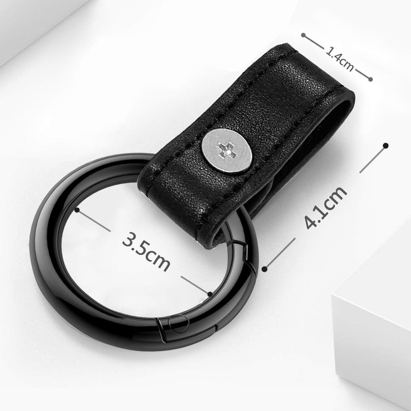 Idakekiy Zinc Alloy Key Rings Leather Part Button Key Clip Carabiner Keychain Split Keyrings for Men and Women - Image 2